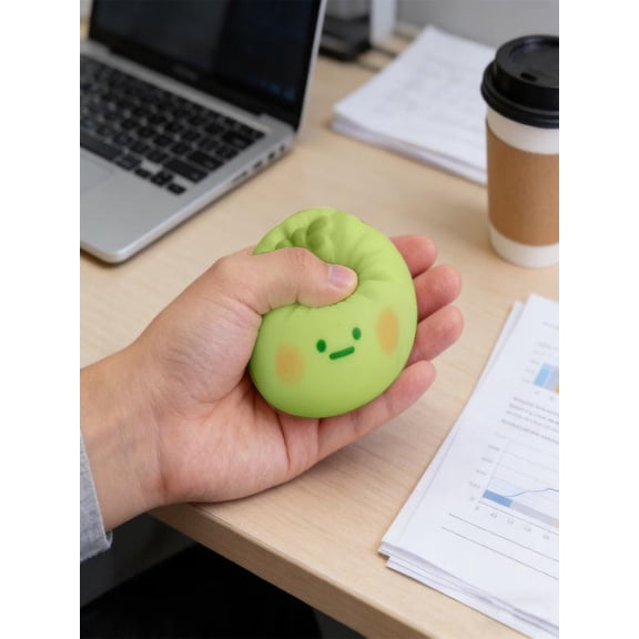 Meggemo Green Dumpling Stress Ball Steamed Stuffed Bun Stress Relief Squeezing Bun Toys for Relax Project Tricking People Adult Playing