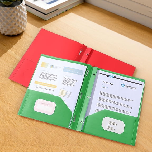 Meggemo Heavy Duty Plastic Letter Size File Folder with Pocket Business Card Slot Waterproof Durable Document Organizer
