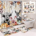 thumbnail image 1 of Meggemo Highland Cow Printed Bathroom 4 Piece Set Bath Mat U Shaped Mat Toilet Mat Shower Curtain Romantic Home Bathroom Decor Valentine's Day Adornment, 1 of 6