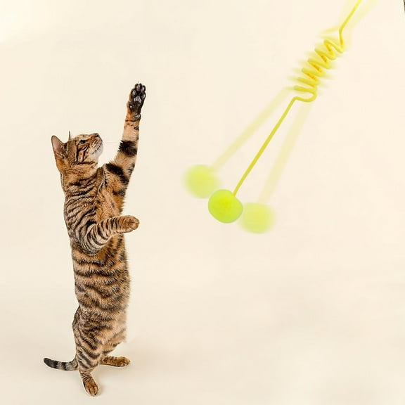 Meggemo Interactive Cat Teaser Wand Toy Adjustable Elastic Hanging String 29.5-71 Inch with Suction Cup Self Play Kitten Exerciser