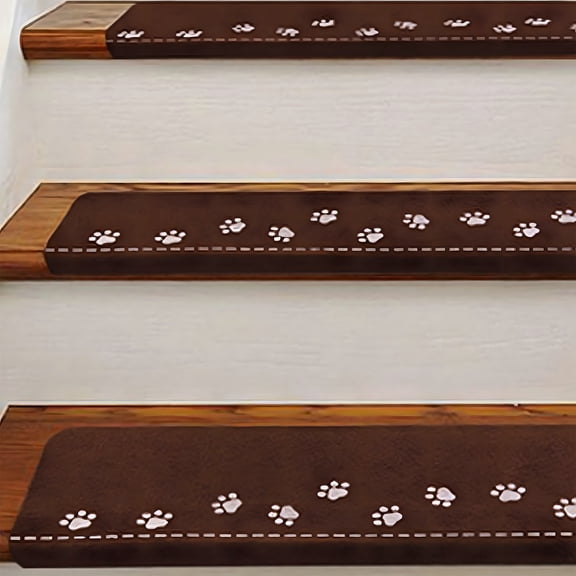 Meggemo Luminous Nylon Stair Tread Mat Self Adhesive Anti Slip Step Cover Cuttable Home Safety Floor Pad 21.65x8.66x1.77 Inch