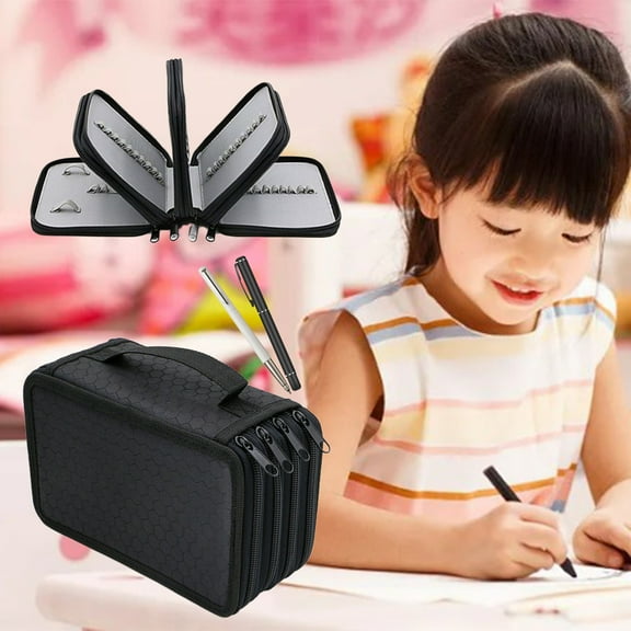 Meggemo Macaron Color Polyester Pen Pouch 7.8x4.9x3.1 Inches Multi Compartment Large Capacity Stationery Storage Bag Desktop Organizer