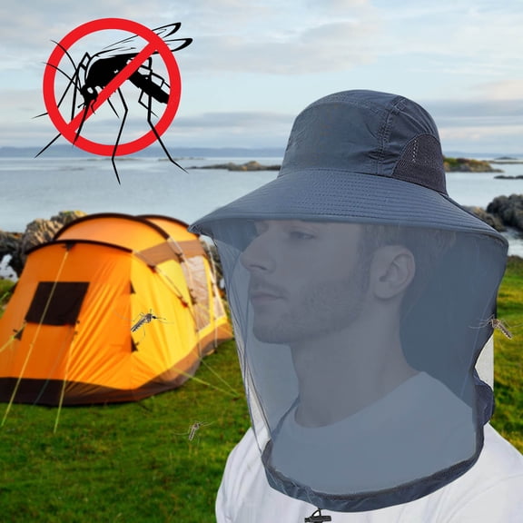 Meggemo Mosquito Net Hat with Sun Protection Wide Brim Breathable Mesh Outdoor Camping Gardening Headwear Use