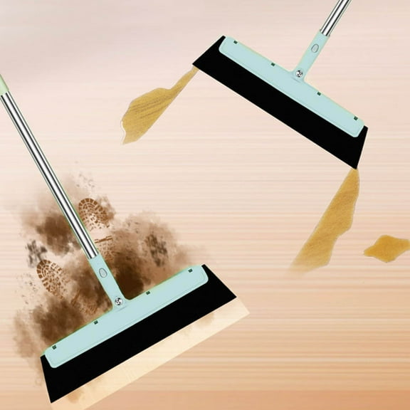 Meggemo Multi Functional Magic Broom Bathroom Water Squeegee Dust Cleaner Non Stick Hair Wet Dry Dual Use for Floors Windows Ergonomic Handle Easy to Clean No Hair Tangles