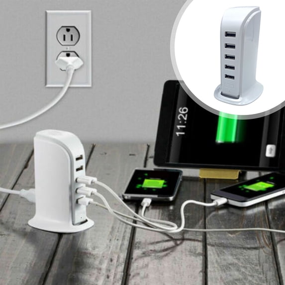 Meggemo Multi Interface USB Charger 20W Fast Charging 5 USB Sockets 5V4A Desktop Stand Multifunctional Charger