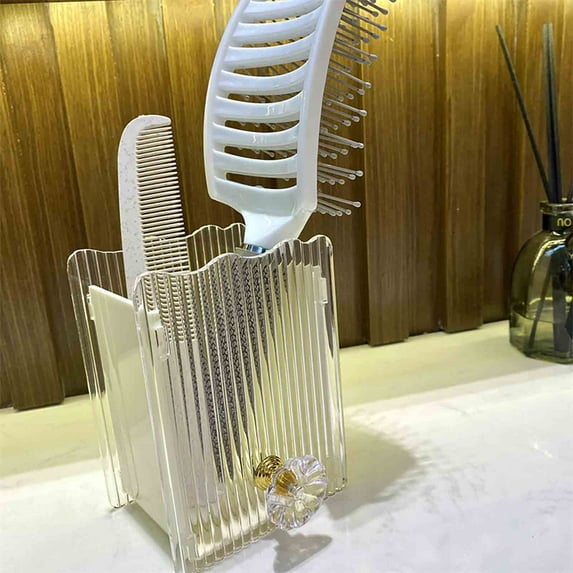 Meggemo No Drill Bathroom Comb Holder Wall Mounted Organizer for Combs Brushes Razors Toiletries Shower Room Tidy Storage Space Saving Accessory