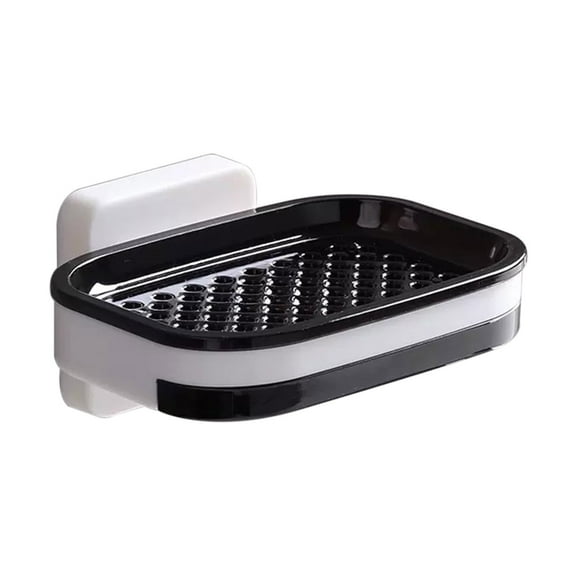 Meggemo No Drill Drainage Soap Dish Wall Mounted Soap Holder for Bathroom Kitchen Keep Soap Dry Clean Prevent Melting Tidy Storage Organizer