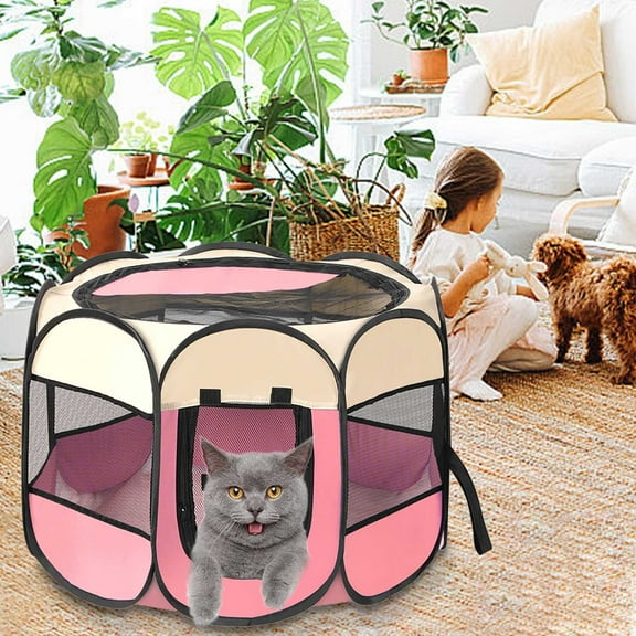 Meggemo Octagon Pet Playpen Tent Style Pet Cage Soft Fabric Breathable Design Spacious Play Area for Dogs Cats Indoor Outdoor Use Pet Containment Accessory