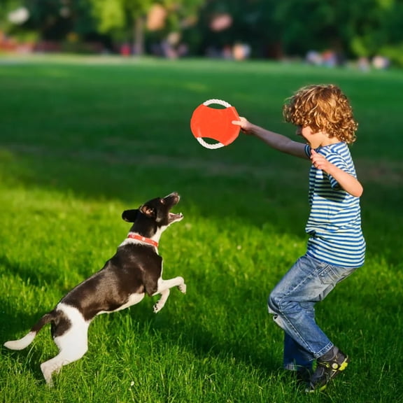 Meggemo Pet Cotton Rope Interactive Fetch Toy for Dogs Durable Chew Resistant Design Promotes Active Play Outdoor Exercise Training Accessory