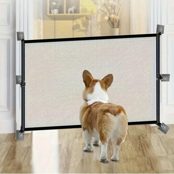 Meggemo Retractable Pet Gate Adjustable Dog Cat Fence Foldable Design for Indoor Outdoor Home Stairways Doorways Pet Containment Child Safety Barrier