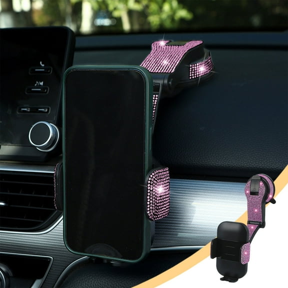 Meggemo Rhinestone Car Phone Mount Suction Cup Rotating Anti Shake Holder for Dashboard Window Navigation and Security