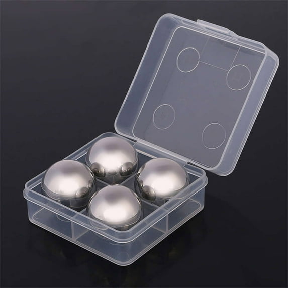 Meggemo Round Stainless Steel Whiskey Stones Ice Cubes for Home Bar Cocktails Bourbon Scotch Keeps Drinks Cold Longer Reusable Durable Non Diluting