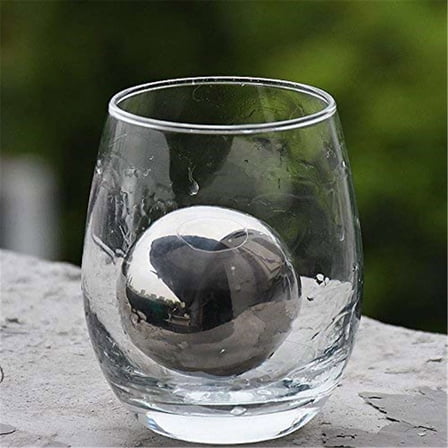 Meggemo Round Stainless Steel Whiskey Stones Ice Cubes for Home Bar Cocktails Bourbon Scotch Keeps Drinks Cold Longer Reusable Durable Non Diluting