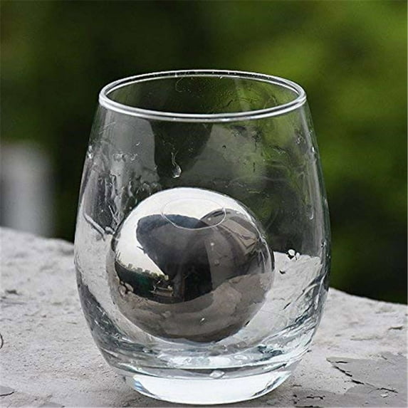 Meggemo Round Stainless Steel Whiskey Stones Ice Cubes for Home Bar Cocktails Bourbon Scotch Keeps Drinks Cold Longer Reusable Durable Non Diluting