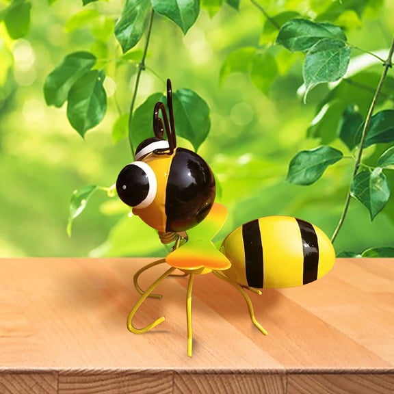Meggemo Rustproof Iron Metal Bee Wall Decoration Large Outdoor Garden Ornament Hanging Sculpture Spring Art