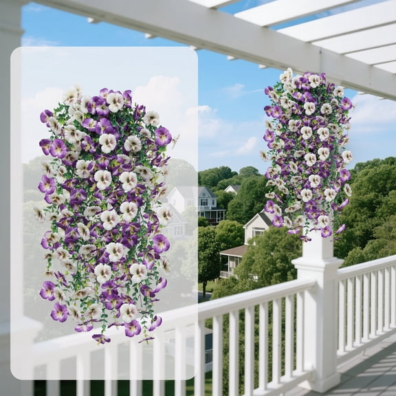 Meggemo Simulated Violet Artificial Flower 16.5x1.9x1.9in Plastic Wrapping Vine Ceiling Wall Decor Fake Flower