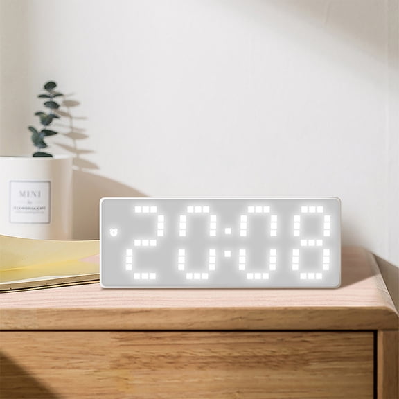 Meggemo Slim Digital Alarm Clock 6.29x2.3x0.98in Plastic Desktop Time Display with Temperature and 3-Level Brightness Adjustment
