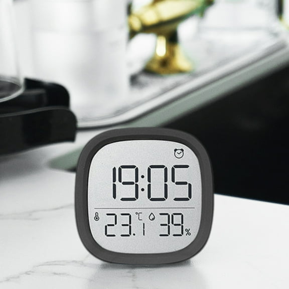 Meggemo Slim LCD Digital Alarm Clock Magnetic Design Temperature Humidity Display Desktop Wall Mount Refrigerator Clock