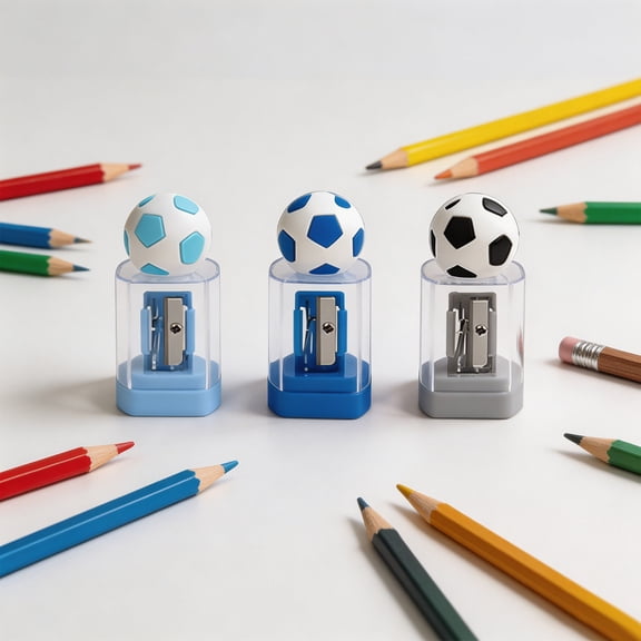 Meggemo Soccer Ball Shaped Mini Pencil Sharpener Compact Portable Desktop Ornament Craft Tool