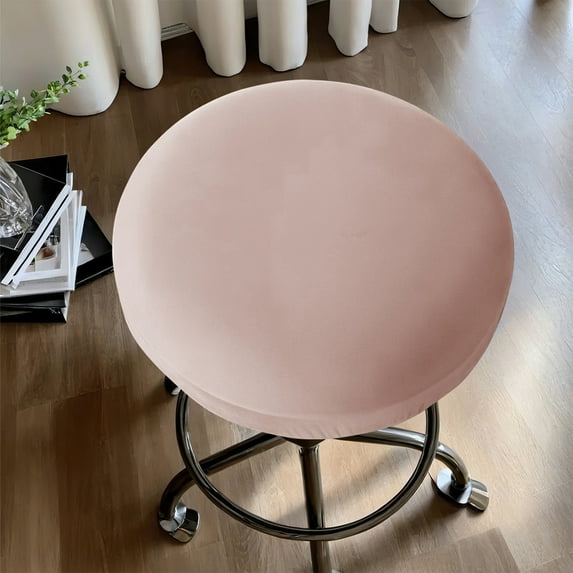 Meggemo Solid Color Stretch Waterproof Milk Silk Round Stool Cover Elastic Washable Slipcover for Bar Stool Home Kitchen Dining Room Use