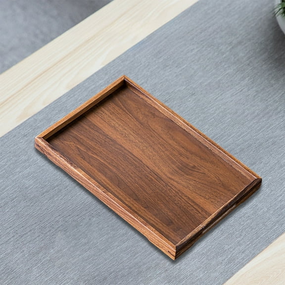 Meggemo Square Wooden Tea Tray Dry Brewing Tea Plate Multi Purpose Organizer for Cups Candies Snacks Home Tea Time Serving Decor Use
