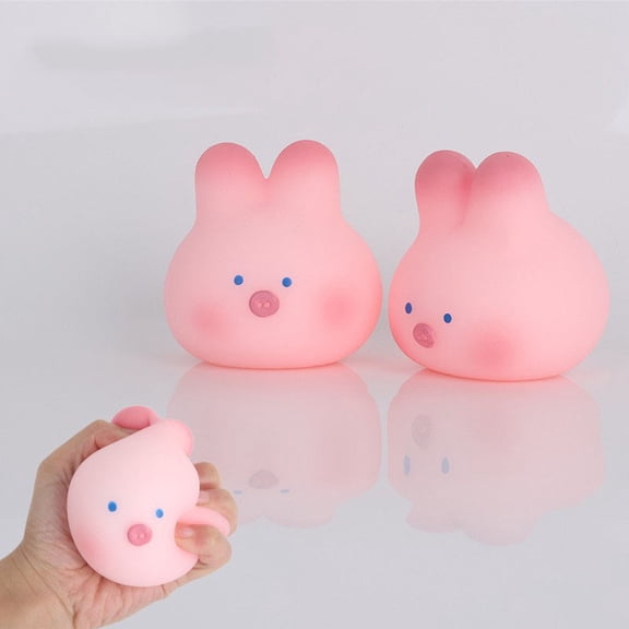 Meggemo Squishy Bunny Pig Stress Toy Slow Rising Decompression Figurine for Desk Office Home Anxiety Relief