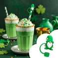 thumbnail image 1 of Meggemo St Patrick's Day Straw Topper Dust Plug Cute Shamrock Themed Silicone Straw Covers For Party Drinks Beverages Home Kitchen Bar Holiday Celebrations Decor, 1 of 5