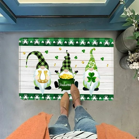Meggemo St Patricks Day Floor Mat Irish Theme Non Slip Rug for Kitchen Entrance Bathroom Home Holiday Party Decor