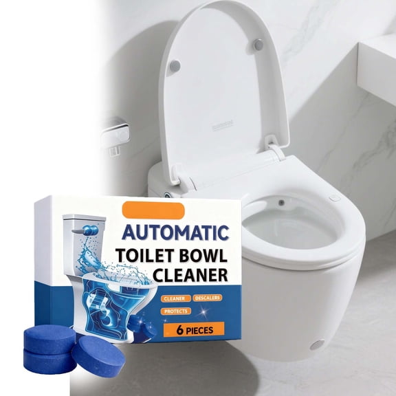 Meggemo Toilet Bowl Cleaner Tablets 6pcs Fizzing Cleansing Tabs for Stain Remover Deodorizer Fresh Aqua Cleaning Kit