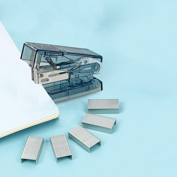 Meggemo Transparent Mini Portable Stapler 2.36x1.10x1.69 Inches Ergonomic Handheld Design Metal Mechanism Compact Lightweight Paper Fastening Tool With Staples