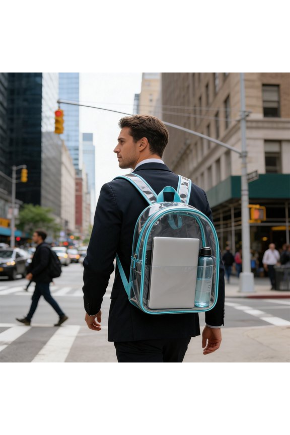 Transparent PVC Backpack Large Capacity Security Friendly Backpack Sturdy Wear-Resistant Backpack for Events Commute Daily Organization
