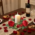 thumbnail image 1 of Meggemo Valentine's Day Artificial Rose Candle Wreath Romantic Tabletop Decor for Dinner Party Wedding Proposal Decoration, 1 of 6
