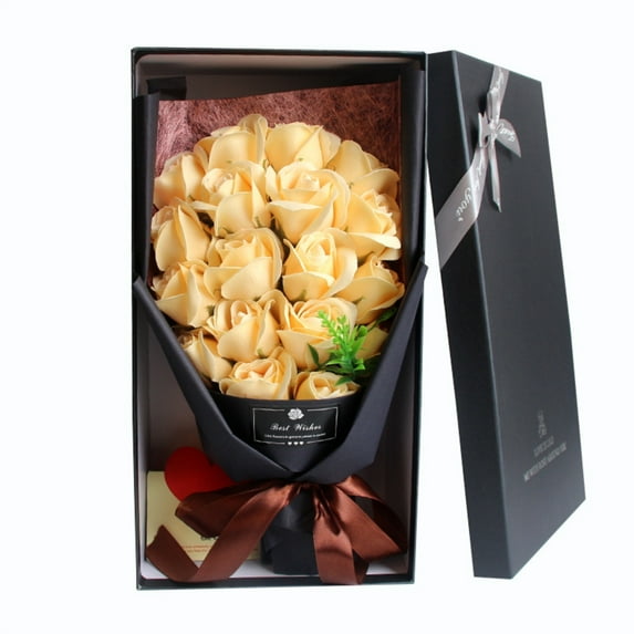 Meggemo Valentine's Day Gift Box with 18 Heads Finished Rose Bouquet Romantic Present for Girlfriend Wife Anniversary Birthday