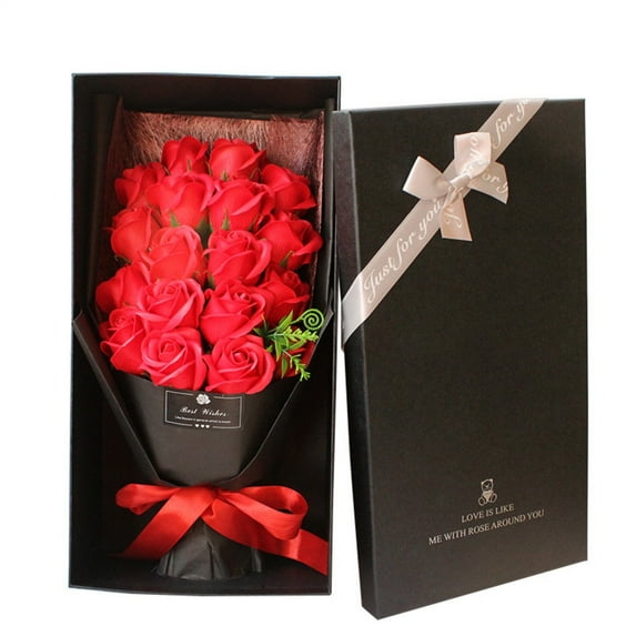 Meggemo Valentine's Day Gift Box with 18 Heads Finished Rose Bouquet Romantic Present for Girlfriend Wife Anniversary Birthday