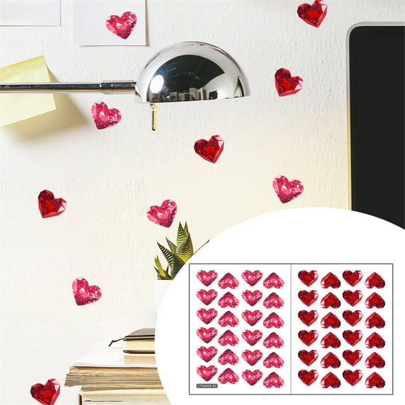 Meggemo Valentines Day Heart Sticky Note Wall Stickers Decorative Decals for Room Gift Box Home Indoor Wedding Party Holiday Decor Supplies