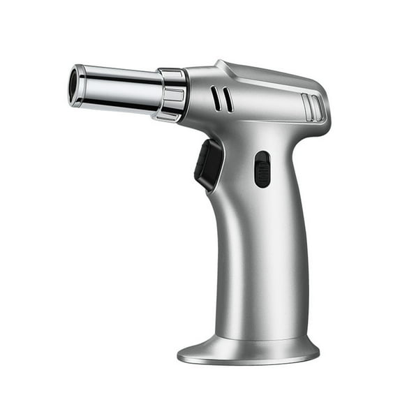 Meggemo Windproof Straight Flame Lighter Torch No Gas Included for Outdoor BBQ Camping Home Kitchen Baking Ignition Tool Durable Metal Construction
