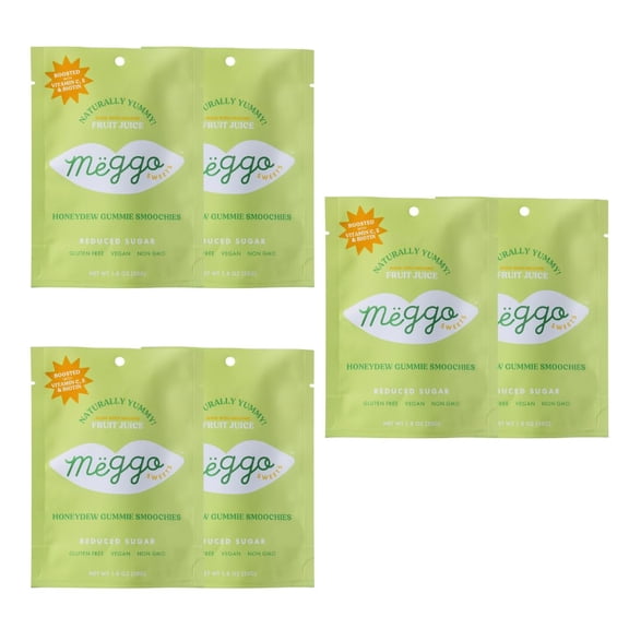 Meggo Sweets Gummy Candy, Low Sugar, Gluten-Free, Vegan, Fruit Snacks, Healthy Snack for Kids & Adults, No Sugar Alcohols, No Artificial Sweeteners, Dye Free (Honeydew)