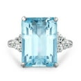thumbnail image 1 of Meghan Markle & Princess Diana 20ctw Emerald Cut Aquamarine Color Cocktail Ring Inspired by Royal Wedding, 1 of 9