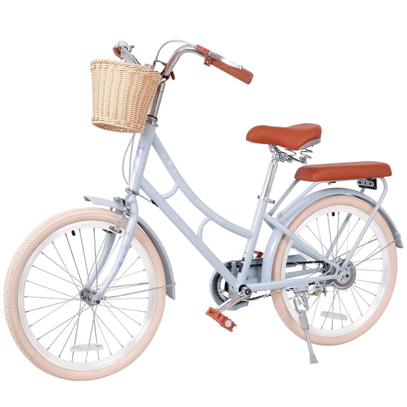 Meghna 22 inch City Bike Dual Brake Single Speed Cruiser Bike Height Adjustable with Basket Soft Rear Pad for 8+ Blue