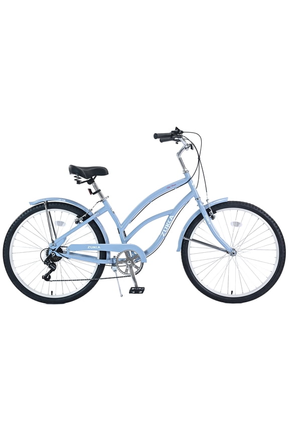 26" Cruiser Bike V Brake Commuter Bicycle for Men Women 7 Speed Bicycles Beach Light Blue