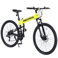thumbnail image 1 of Meghna 29" Folding Mountain Bike Foldable 21 Speed Double Disc Brakes Aluminum Alloy Frame for Adult Yellow, 1 of 7