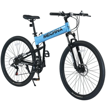 Meghna 29" Mountain Bike Foldable 21 Speed Double Disc Brakes Aluminum Alloy Frame for Adult Blue