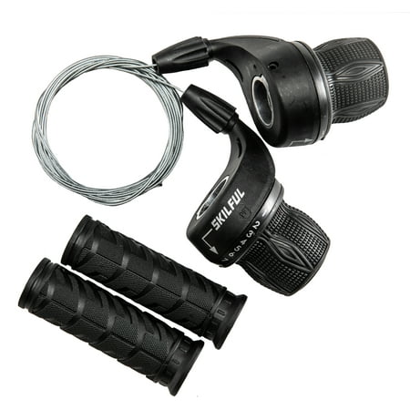 Meghna 7 Speed Bicycle Twist Gear Shifter Pair with handlebar Grips for Mountain Bike (Pair) 3 Speed(Left)*7 Speed(Right) Set
