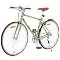 thumbnail image 1 of Meghna 700C Hybrid Bike Double Brake Single Speed for Unisex Adult Vintage Style Road Bicycle Green, 1 of 8
