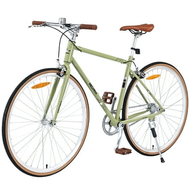 Meghna 700C Hybrid Bike Double Brake Single Speed for Unisex Adult Vintage Style Road Bicycle Green