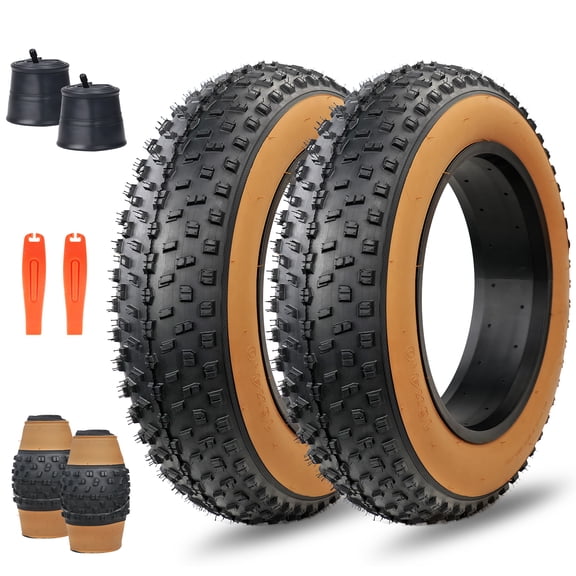 Meghna Bike Tire 16 x 4 inch 2 Pack with Inner Tubes Brown Wall Heavy Duty for Mountain Bike E-bike Snow Bike