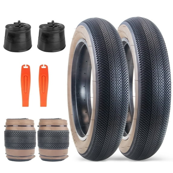 Meghna E-Bike Fat Tire 20 x 4.0 2 Pack Heavy Duty Wear-Resistant Mountain Snow Tire 20 inch for E-Bike Brown