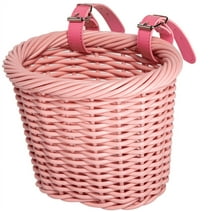 Meghna Kids Bike Basket Woven for girls Bicycle Handlebar and Scooter in Pink