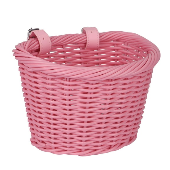 Meghna Kids Bike Semicircle Basket Woven for Girls Bicycle Handlebar and Scooter in Pink