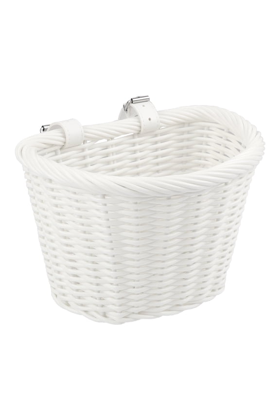 Kids Bike Semicircle Basket Woven for Girls Bicycle Handlebar and Scooter in White